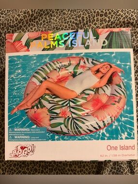 Peaceful Palms Island Inflatable Float - Floral Pink & Green